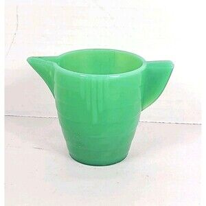 Vintage Akro Agate Playtime Child's Jadite Green Creamer Approx 2.5” Tall